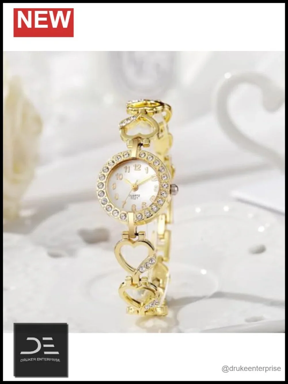 Luxury Womens Diamond Bracelet Watch - Hollow Stainless Steel Strap Formal Wear